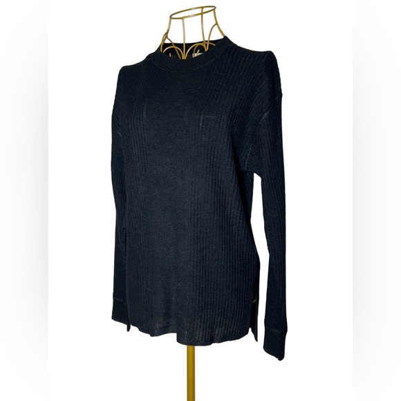 NWT Madewell OVERSIZED Black Ribbed Alpaca-Blend, Soft Crewneck Sweater, XXS - Picture 1 of 15
